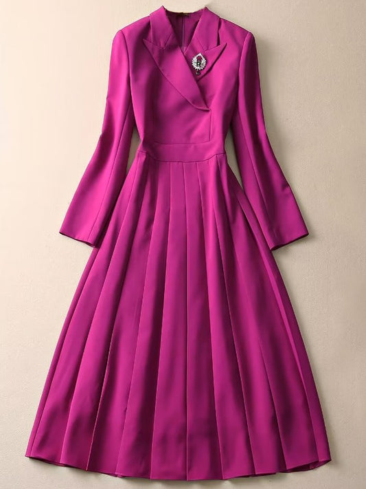 Kate Middleton Purple Coat Style Pleated Dress