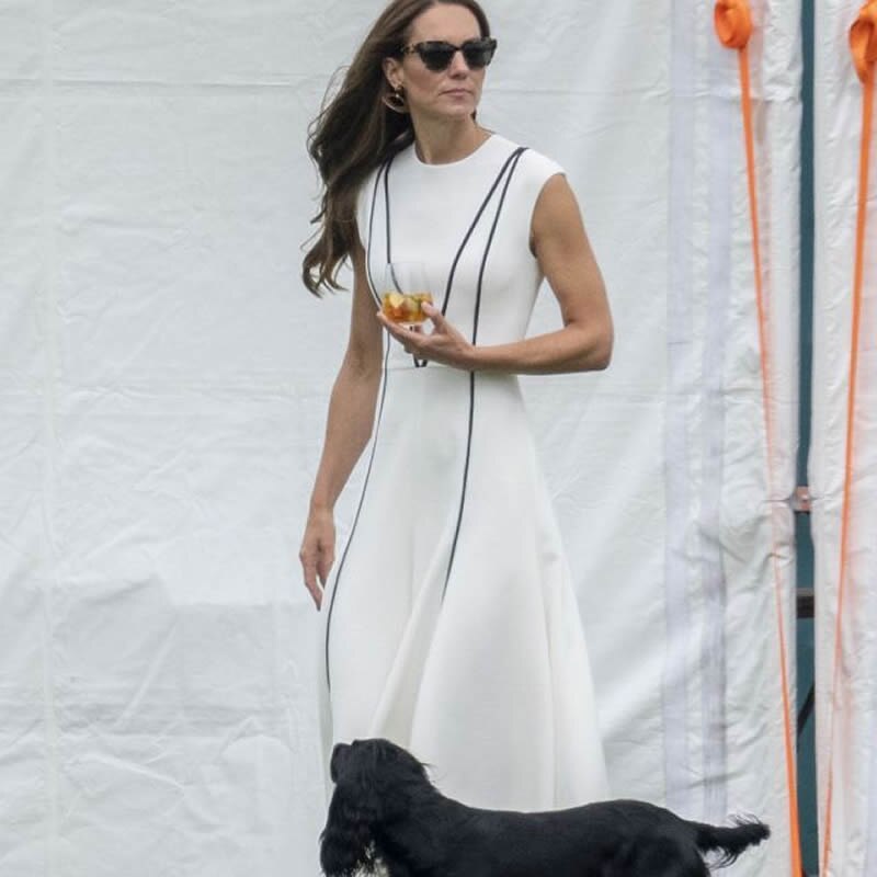 Kate Middleton White Sleeveless Midi Summer Dress