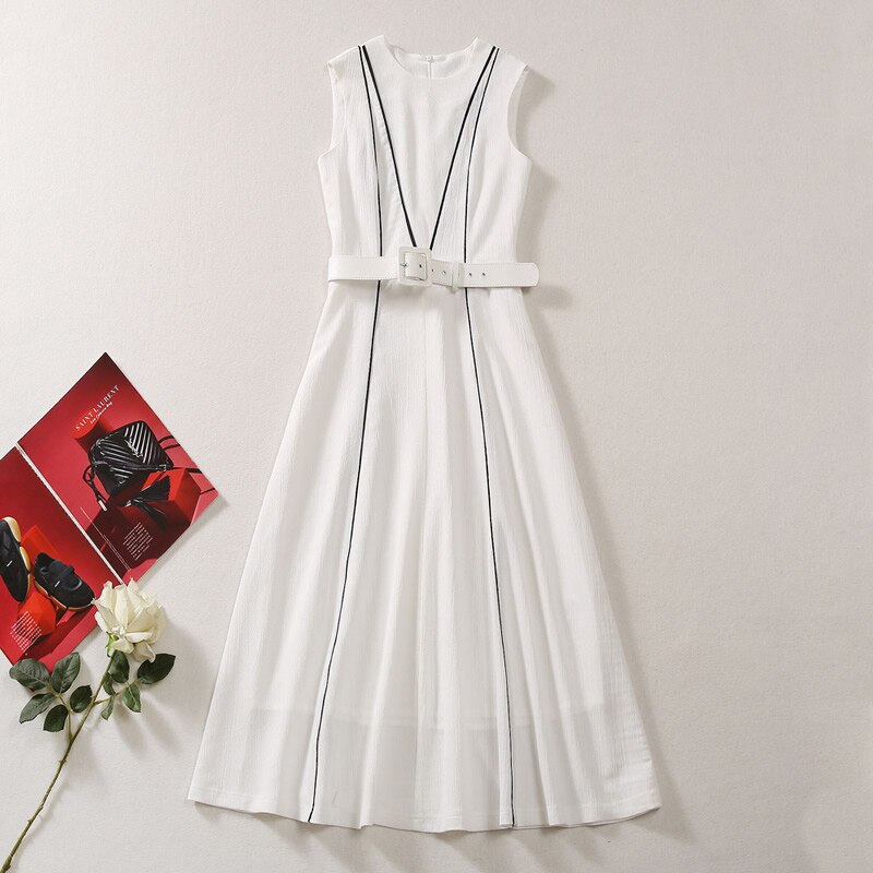 Kate Middleton White Sleeveless Midi Summer Dress