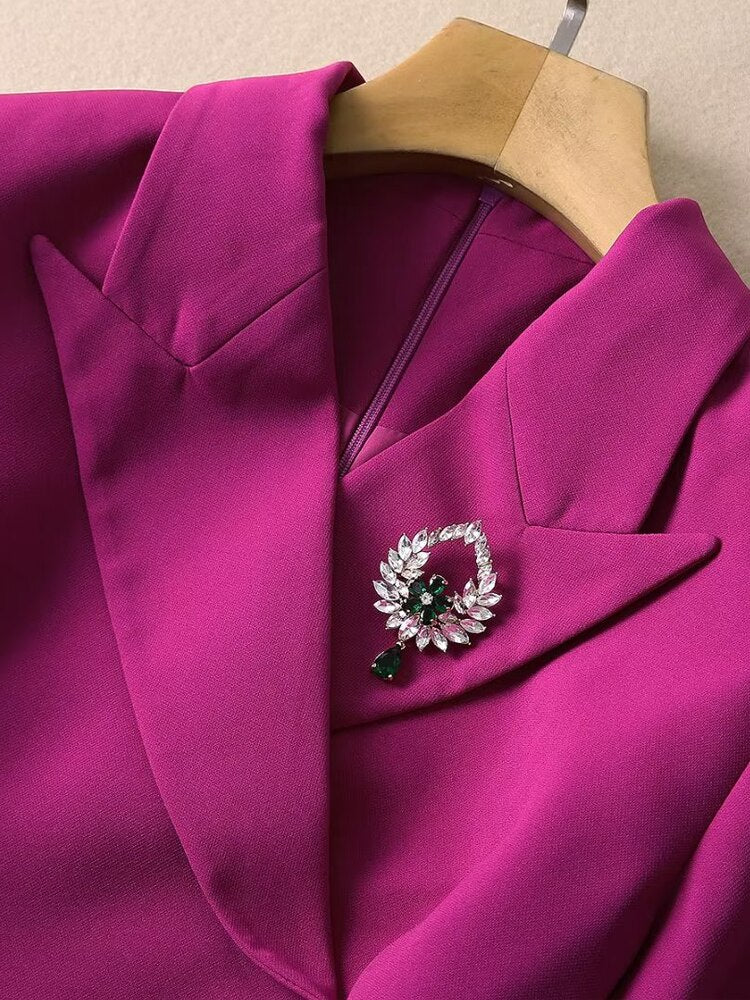 Kate Middleton Purple Coat Style Pleated Dress
