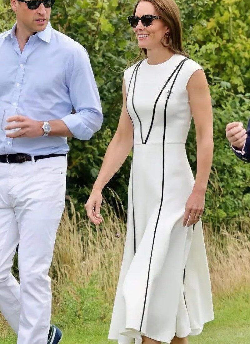 Kate Middleton White Sleeveless Midi Summer Dress