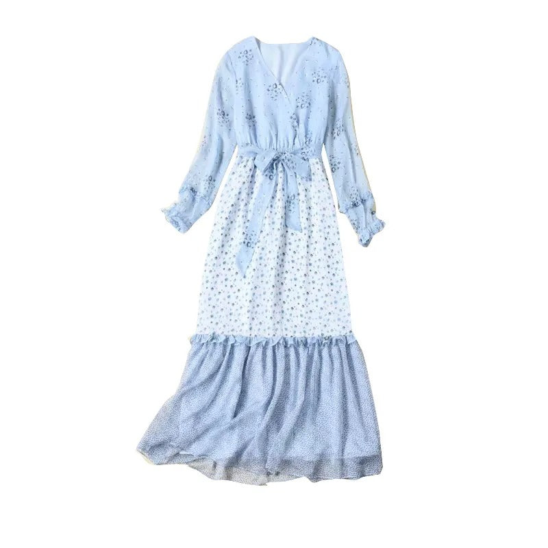 Kate Middleton Blue Floral 10th Anniversary Chiffon Dress