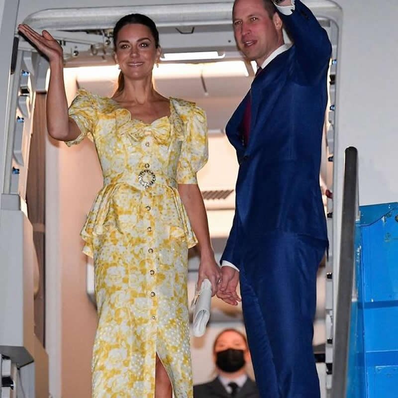 Kate Middleton 80s Style Floral Yellow Dress