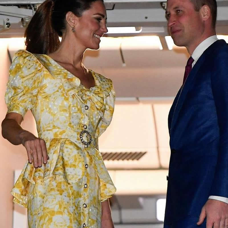 Kate Middleton 80s Style Floral Yellow Dress
