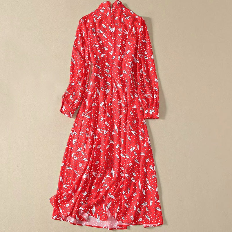 Kate Middleton Christmas Party Red Pussy Bow Midi Dress