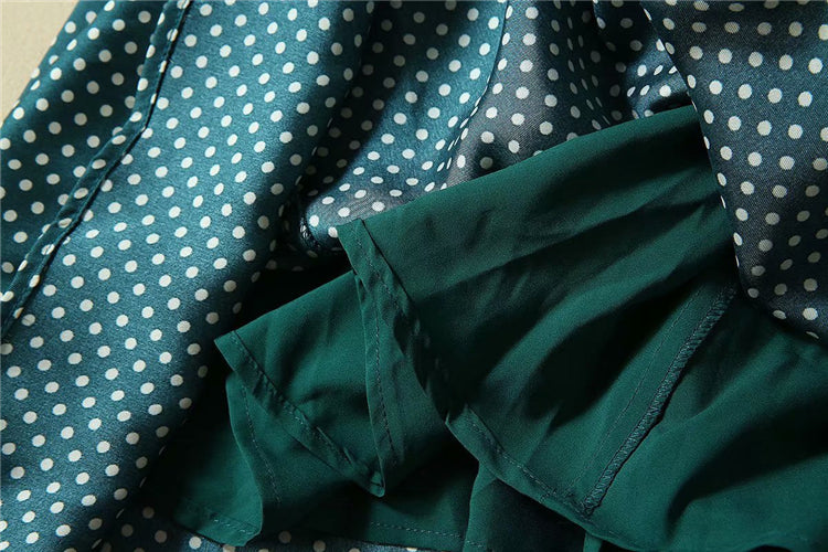 Kate Middleton Emerald Green Polka Dot Pussy Bow Fit Flare Dress Mortimer