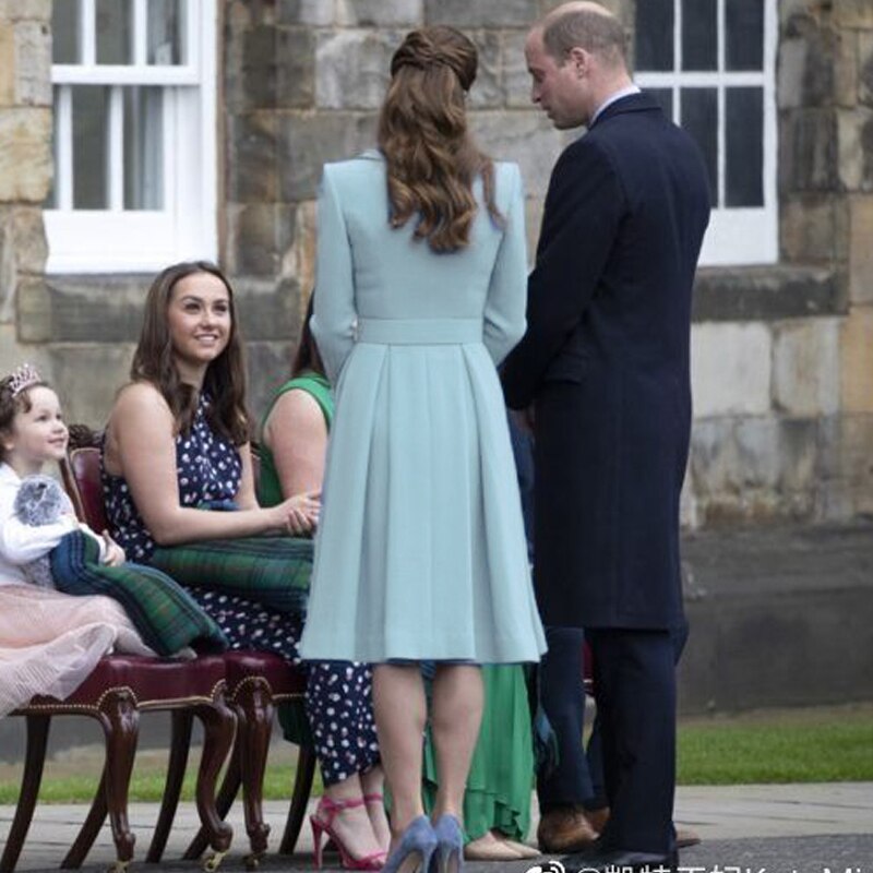 Kate Middleton Pale Blue Duck Egg Coat Dress