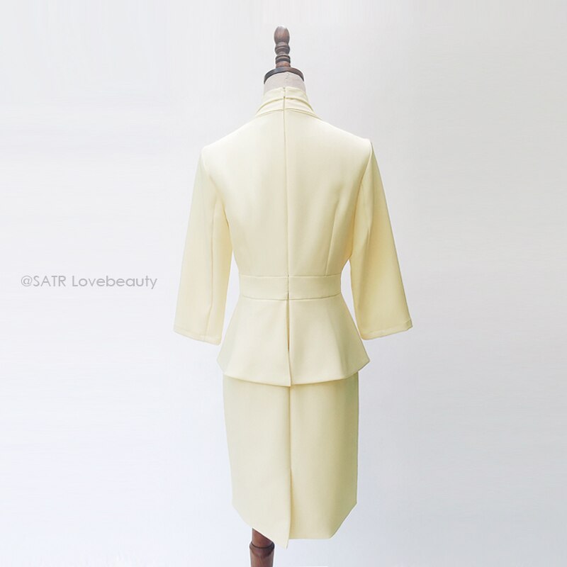 Kate Middleton Pale Yellow Peplum Formal Dress