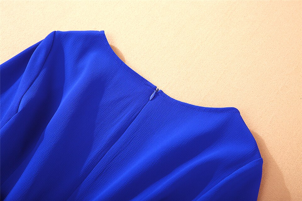Kate Middleton Royal Blue Short Sleeve Belted Midi Dress