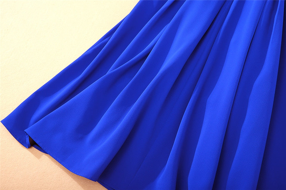 Kate Middleton Royal Blue Short Sleeve Belted Midi Dress