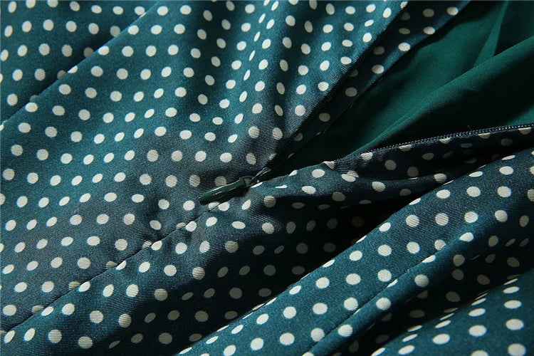 Kate Middleton Emerald Green Polka Dot Pussy Bow Fit Flare Dress Mortimer