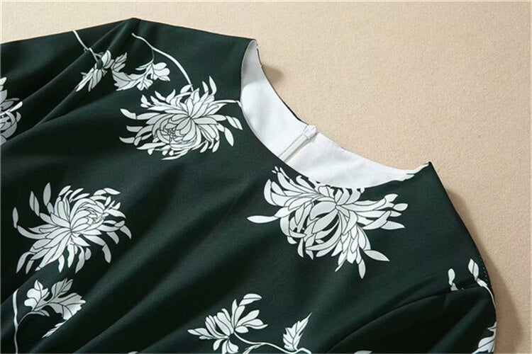 Kate Middleton Dark Green Floral Garden Party Summer Midi Dress