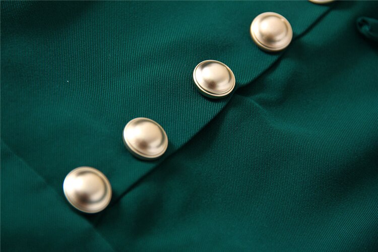 Kate Middleton Emerald Green Gold Button Mermaid Dress