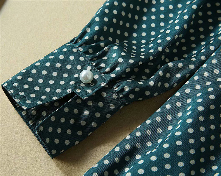 Kate Middleton Emerald Green Polka Dot Pussy Bow Fit Flare Dress Mortimer