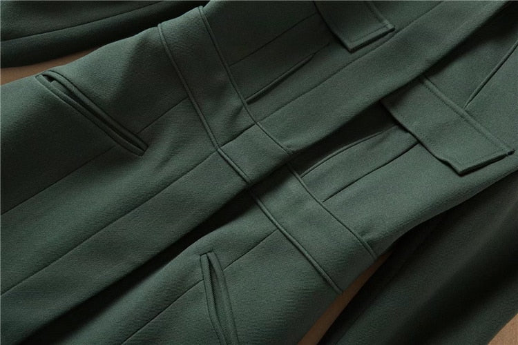 Kate Middleton Forest Green Military Style Midi Trench Coat Dress