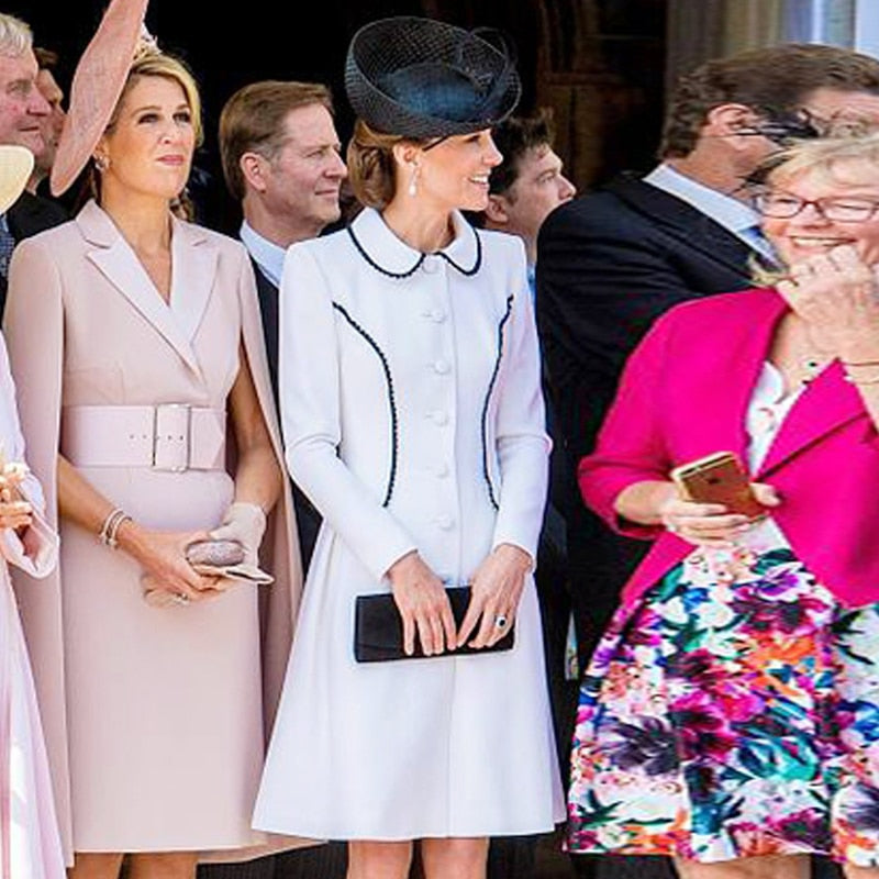 Kate Middleton White Suit Coat Occasion Formal Monochrome Coat