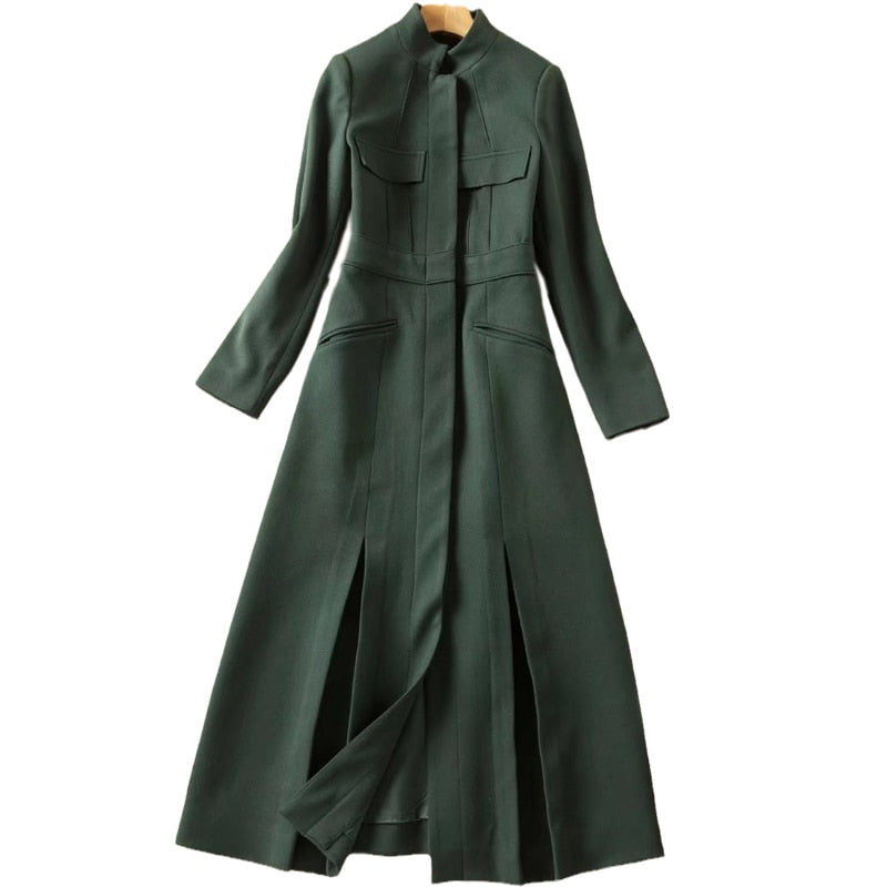 Kate Middleton Forest Green Military Style Midi Trench Coat Dress