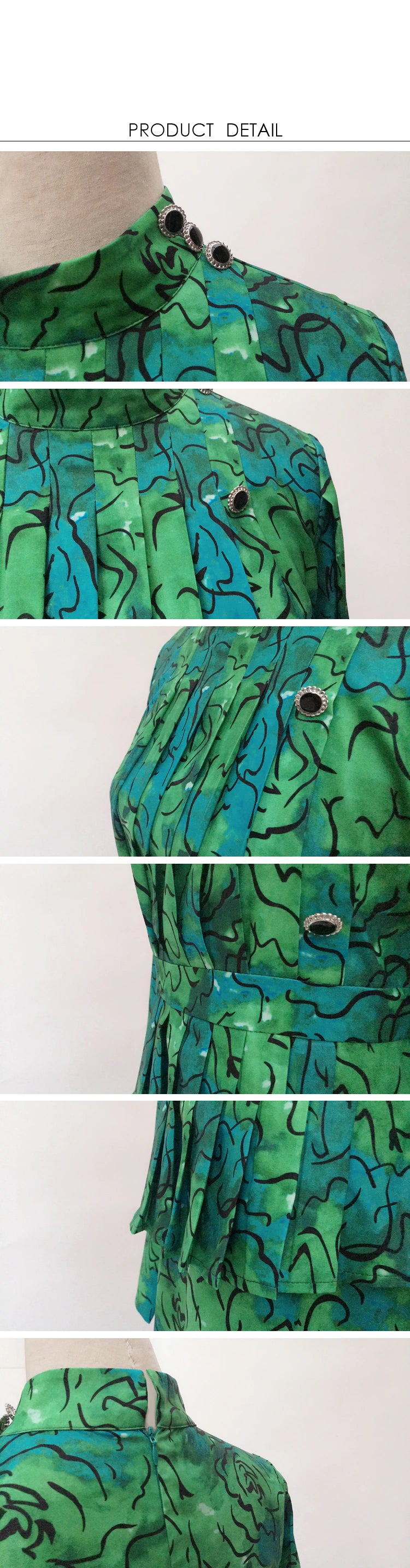 Kate Middleton Emerald Green Pattern Turtleneck Midi Dress
