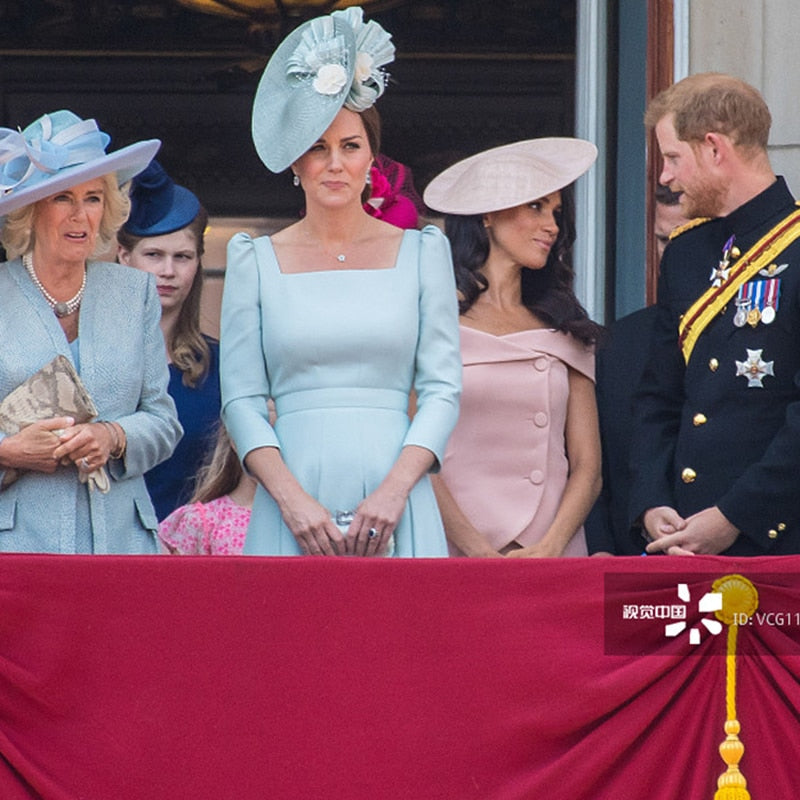 Kate Middleton Light Blue Summer Pleated Occasion Dress