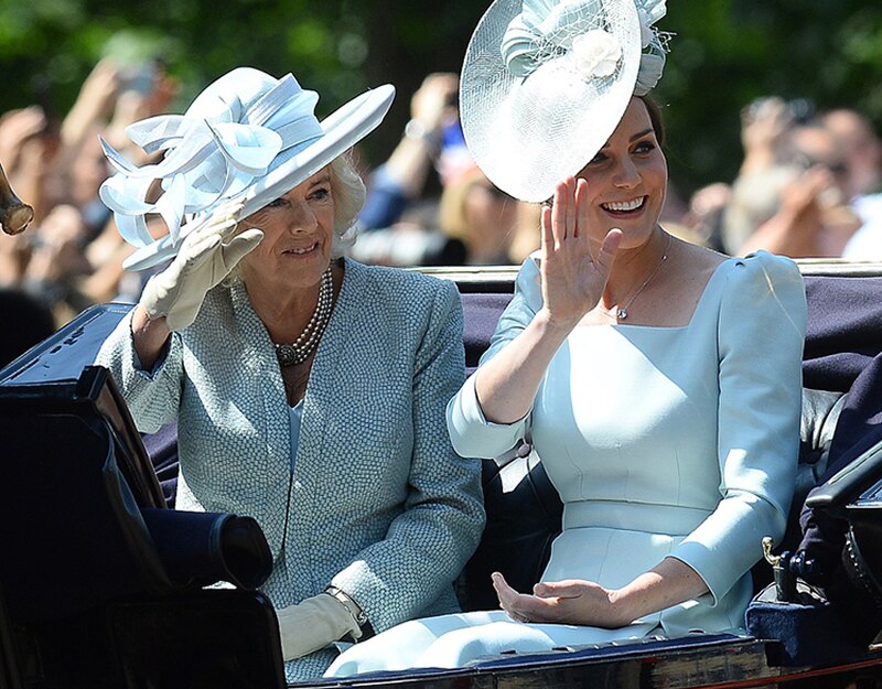 Kate Middleton Light Blue Summer Pleated Occasion Dress