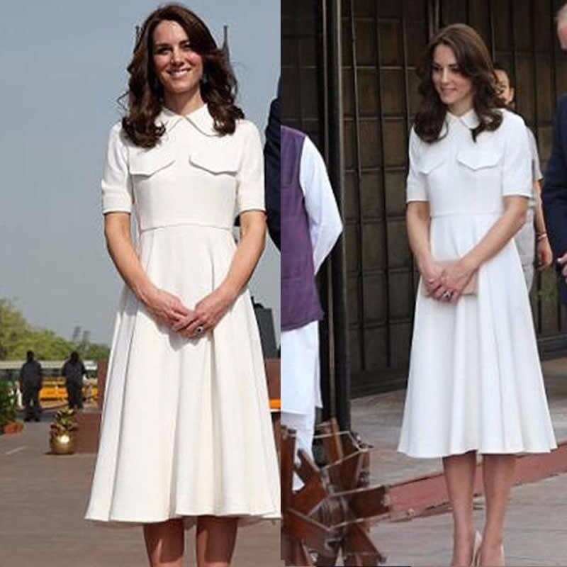 Kate Middleton White Fit Flare A line Dress