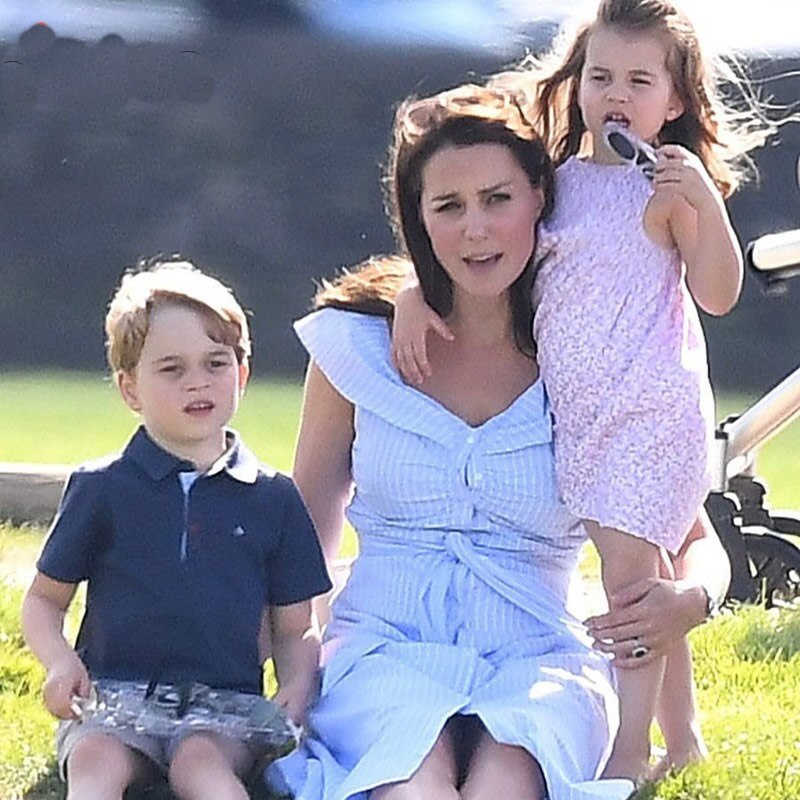 Kate Middleton Blue White Stripe Cotton Summer Midi Dress