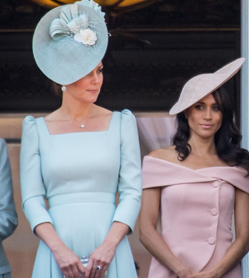 Kate Middleton Light Blue Summer Pleated Occasion Dress