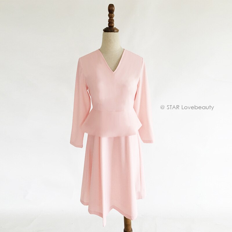 Kate Middleton Pale Pink Peplum V Neck Dress