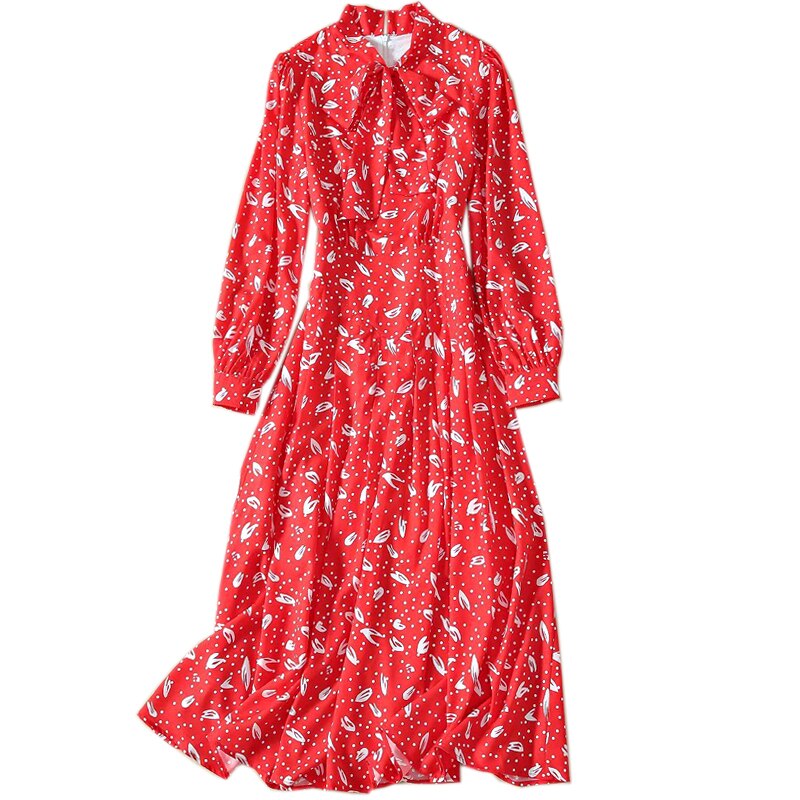 Kate Middleton Christmas Party Red Pussy Bow Midi Dress