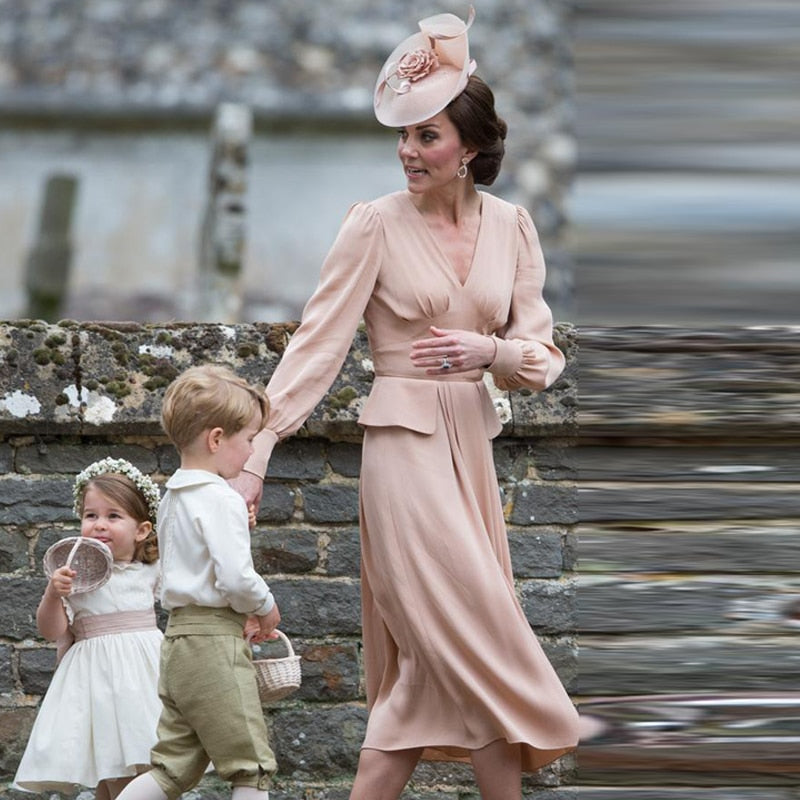 Kate Middleton Pale Pink Bridesmaid Midi Dress