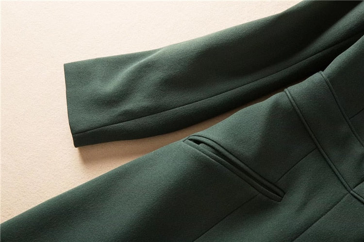 Kate Middleton Forest Green Military Style Midi Trench Coat Dress