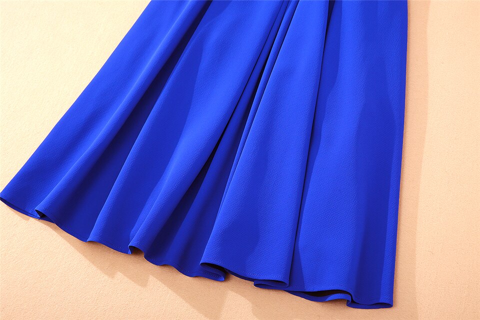 Kate Middleton Royal Blue Short Sleeve Belted Midi Dress