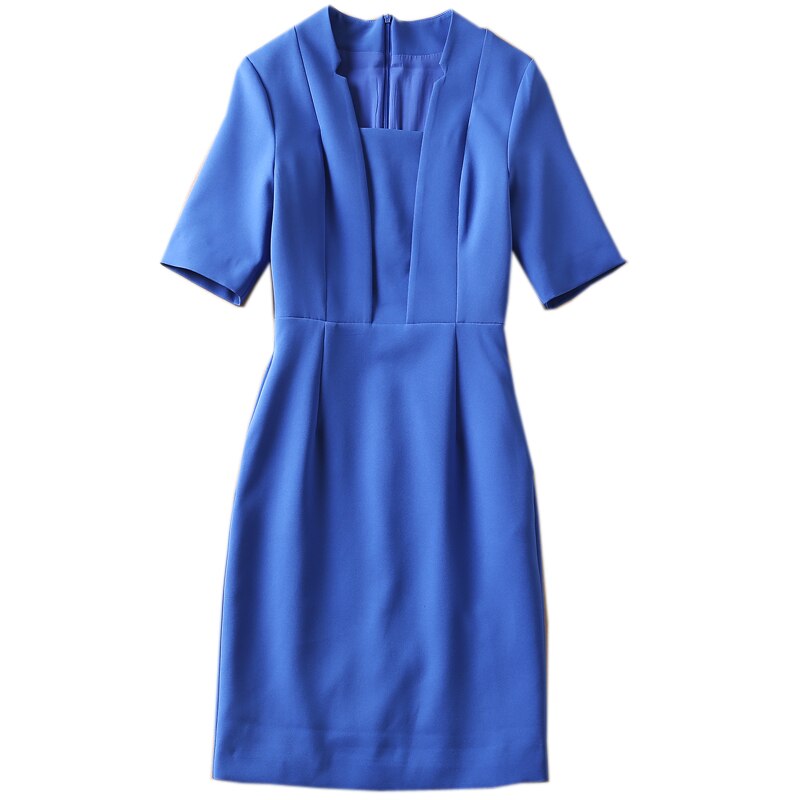 Kate Middleton Royal Blue Pencil Dress Square Neck