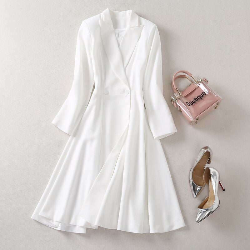 Kate Middleton White Coat Dress Blazer Style Fit Flare White Dress