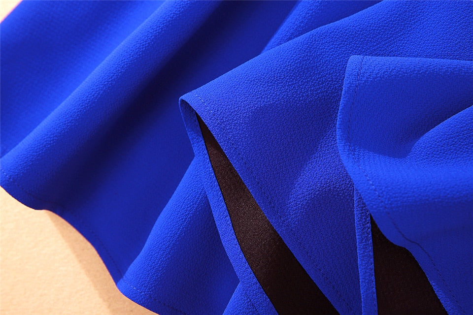 Kate Middleton Royal Blue Short Sleeve Belted Midi Dress