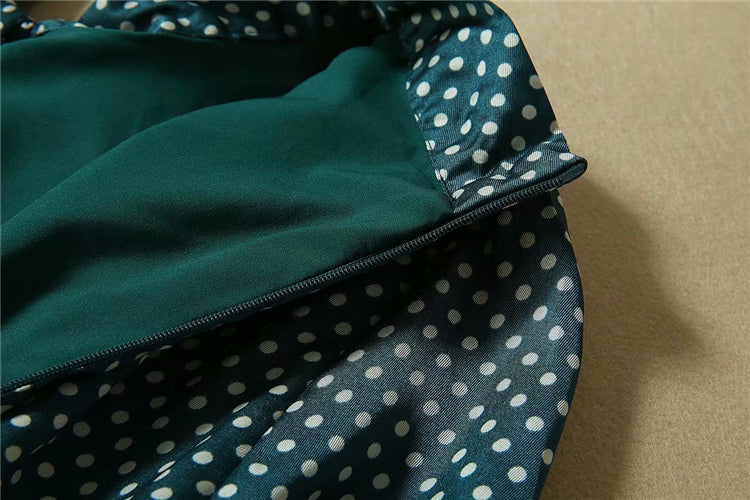 Kate Middleton Emerald Green Polka Dot Pussy Bow Fit Flare Dress Mortimer