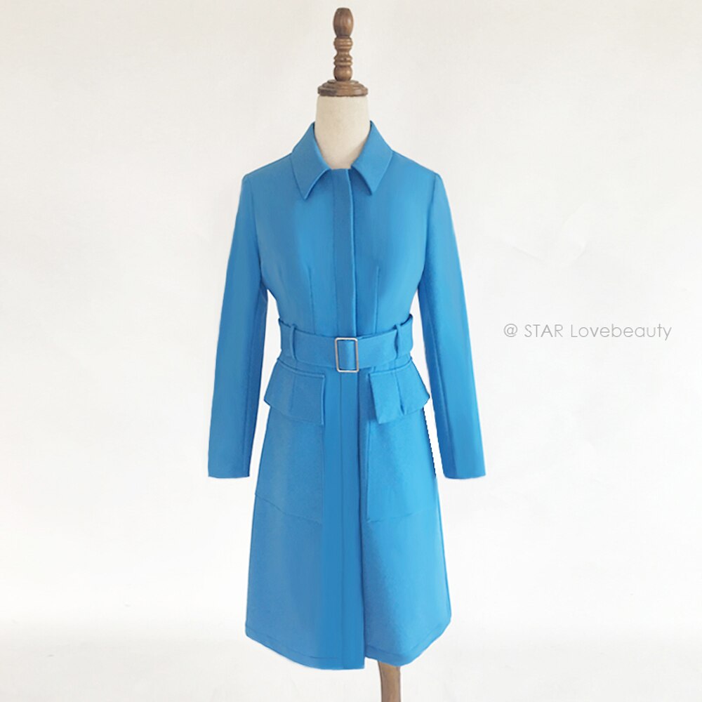 Kate Middleton Long Blue Trench Coat Dress