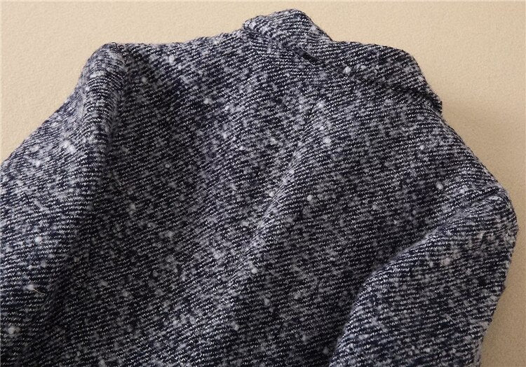 Kate Middleton Winter Tweed Fit Flare Coat Dress Dark Grey