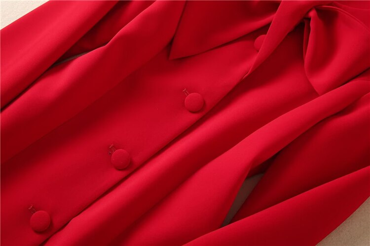 Kate Middleton Red Bow Neck Midi Long Red Coat Dress