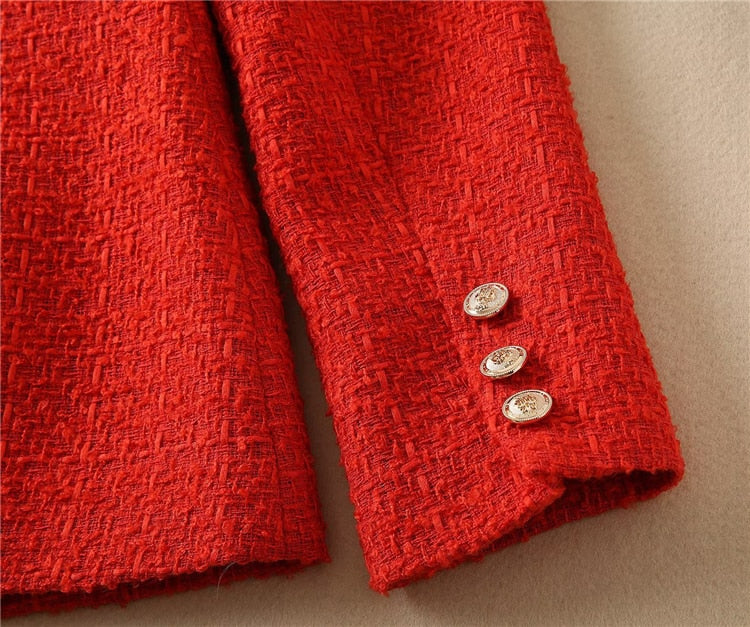 Kate Middleton Red Military Gold Button Tweed Blazer Jacket
