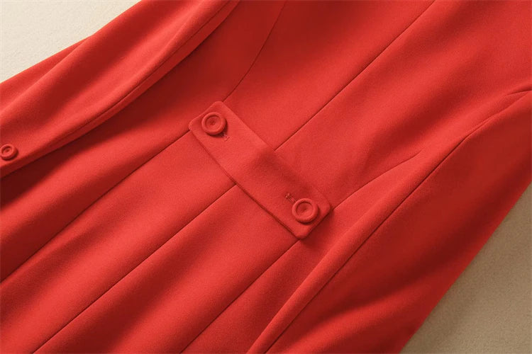 Kate Middleton Red Button Trench Coat Midi Long Jacket
