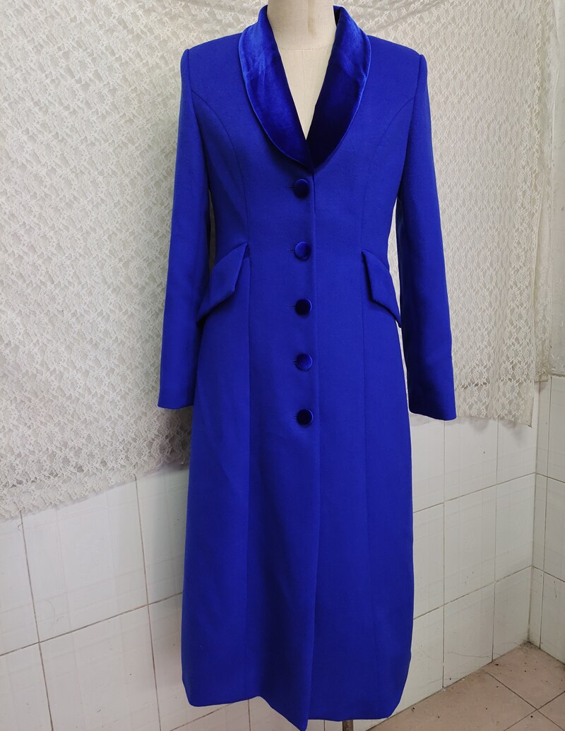 Kate Middleton Royal Blue Velvet Coat Dress Occasion Coat