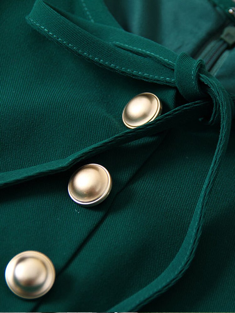 Kate Middleton Emerald Green Gold Button Mermaid Dress