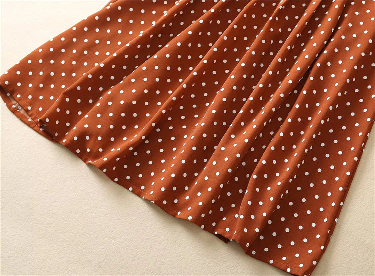 Kate Middleton Brown Polka Dot Shirt Midi Dress