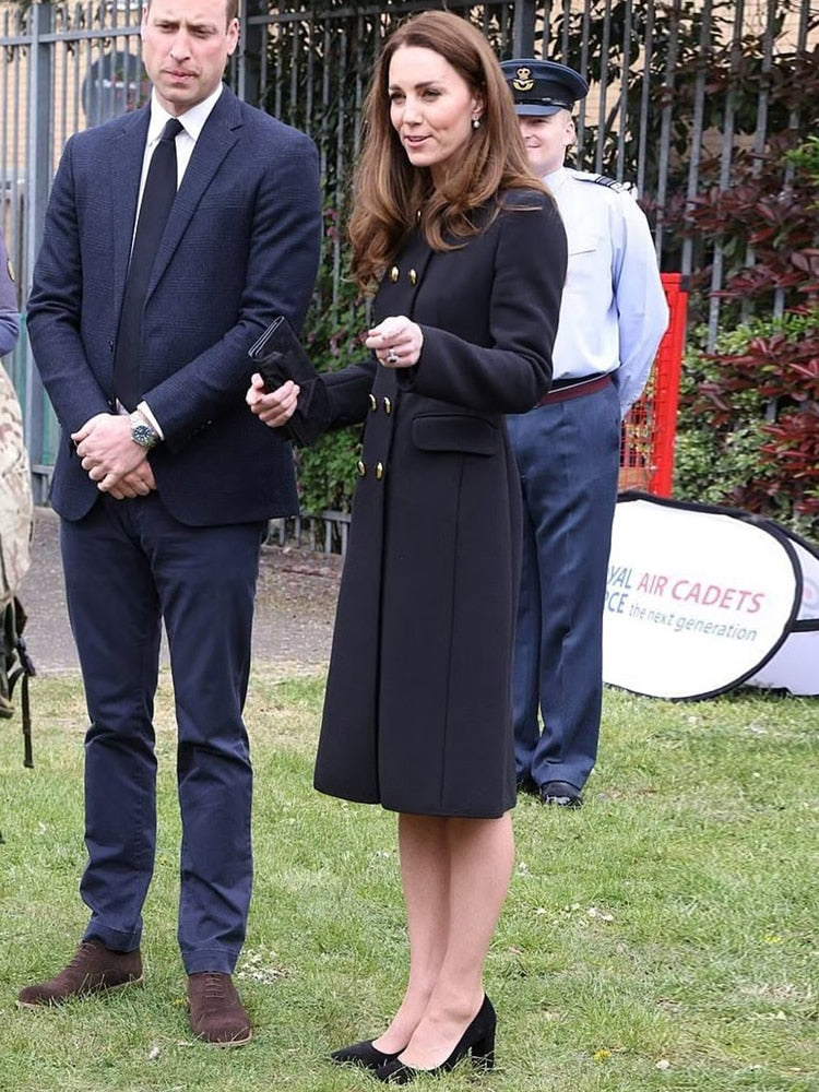Kate Middleton Military Gold Button Long Coat