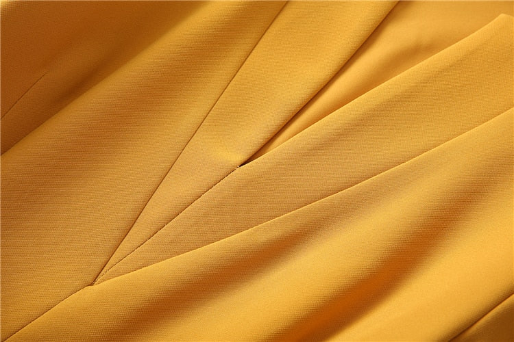 Kate Middleton Yellow Ochre Structured Crepe Pleated Belted Midi Dress