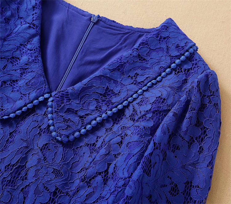 Kate Middleton Royal Blue Lace Peplum Pencil Dress V Neck Dress The Royal Tour