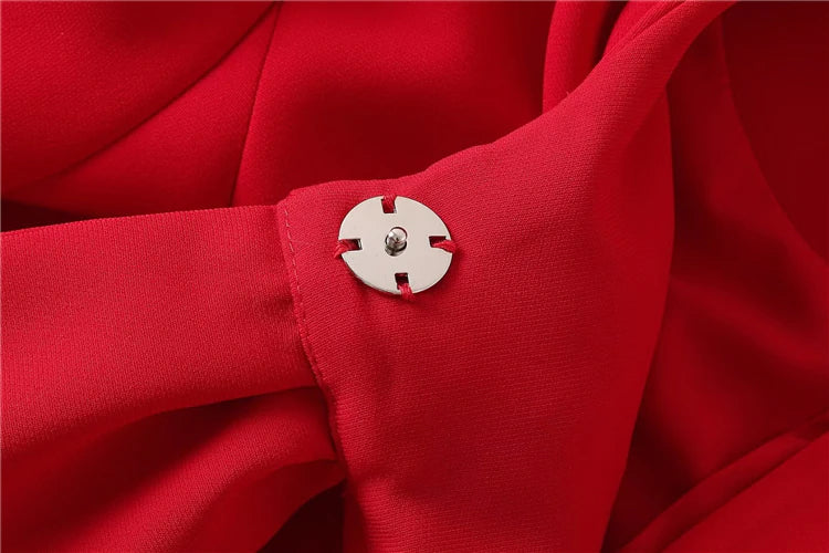 Kate Middleton Red Bow Neck Midi Long Red Coat Dress