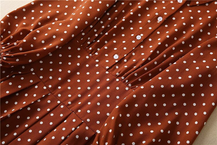 Kate Middleton Brown Polka Dot Shirt Midi Dress