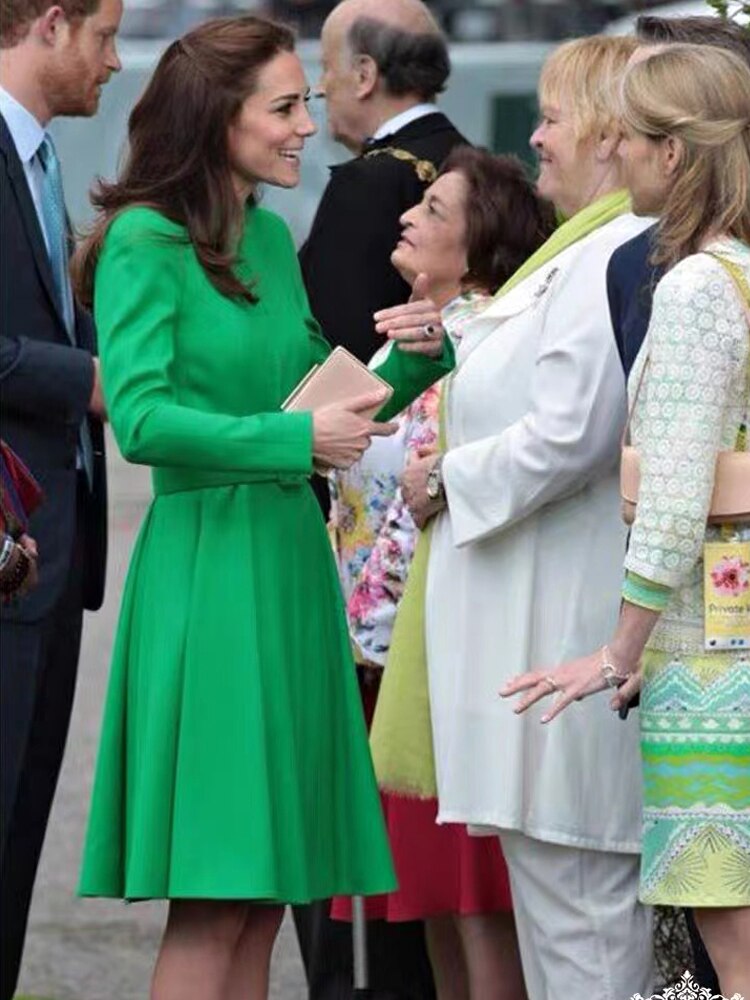Kate Middleton Green Fit Flare Belted Dress